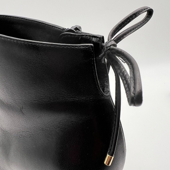 Stuart Weitzman Gardiner Bow Accent Block Heel Bootie Black Leather Women's 6 - Picture 10 of 13